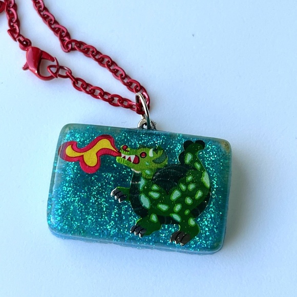Other - Green Dragon Pendant Resin  Necklace